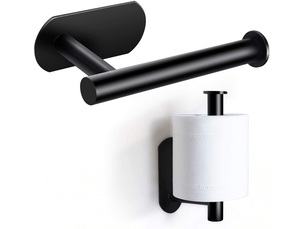 Porte rouleau de papier toilette mural - support premium sans perçage en acier inoxydable noir pour cuisine et salle de bain