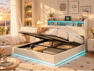 Lit coffre 140x200 cm coloris beige