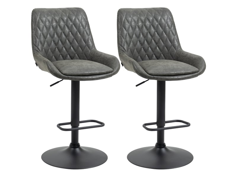  Tabouret de bar, tabouret de cuisine, tabouret design, réglable en hauteur, avec repose-pieds, 51 cm x 59 cm x 117 cm, gris foncé et noir  - Conforama A