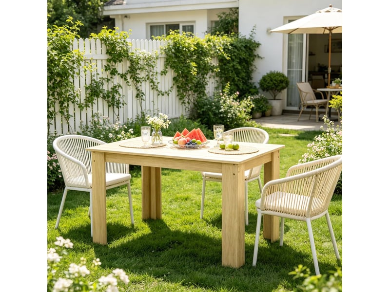  Table à manger 120 x 69 cm en panneaux de particules, finition chêne clair  - Conforama D