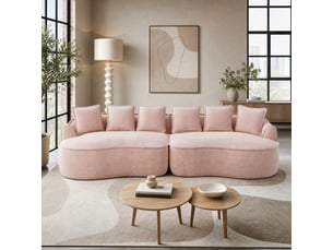 Canapé modulaire 320x114x67 cm 4 places sans montage tissu rose
