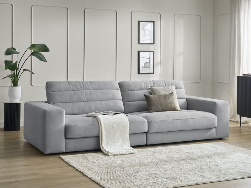  Bobochic canapé droit fixe 3 places sierra velours gris clair SIERRA - Conforama B