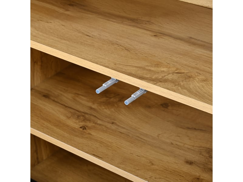  Buffet 160x35x76cm avec 4 portes et niche ouverte, façade texturée sans poignées, meuble de rangement pour salon et entrée, naturel evarich - Conforama D