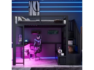 Lit mezzanine 140x200 cm <strong>STILVORA</strong> <strong></strong> coloris noir