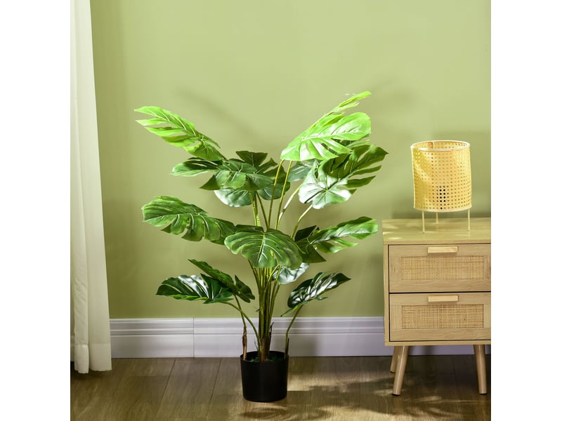  Monstera artificielle 120 cm avec pot noir vert  - Conforama B