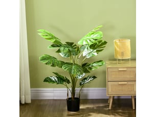 Monstera artificielle 120 cm avec pot noir vert