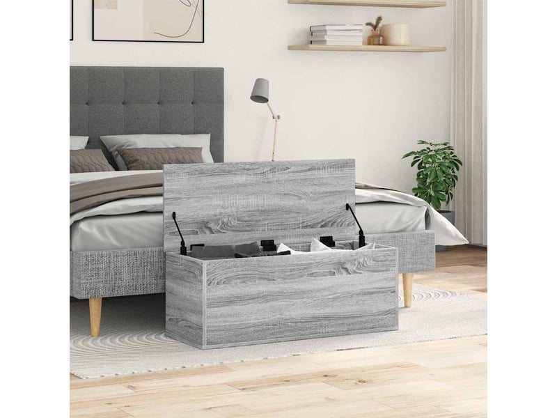  Boîte de rangement, coffre de rangement sonoma gris 90x35x35 cm bois d'ingénierie  - Conforama C