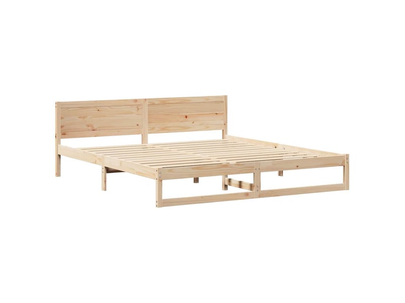  Lit double- lit adulte -  cadre de lit avec tête de lit naturel 180 x 200 cm pin massif  - Conforama C