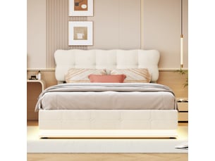 Lit coffre 160x200 cm <strong>BRILVERDE </strong>  <strong></strong> coloris beige