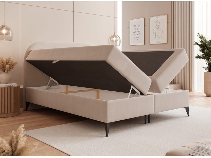  Lit coffre noelia - 140x200 cm - avec matelas - velours élégant brillant - crème NOELIA - Conforama C