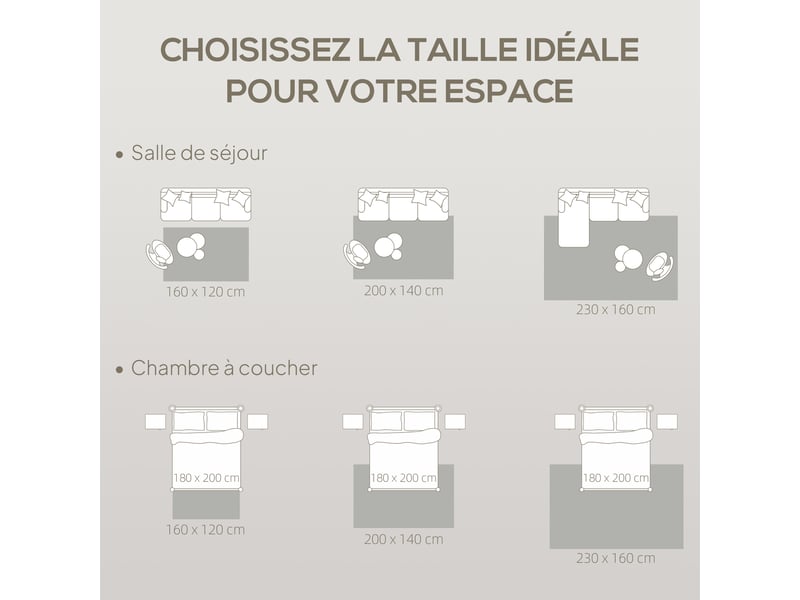  Tapis salon 230 x 160 cm, tapis à poils épais géométrique, gris, moelleux et antidérapant  - Conforama R