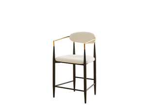 Lot de 2 tabourets de bar,avec accoudoirs,tissu,beige et piètement métal noir et doré