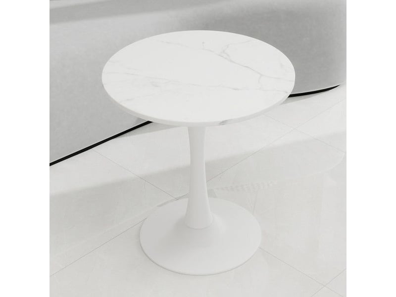  Table basse moderne - blanc - marbre artificiel - style milieu du siècle - polyvalente 70x70x72cm - Conforama E