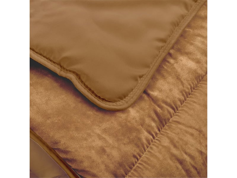  Couette chaude réversible velours uni 240x260cm moka Fabriqué en France - Conforama D