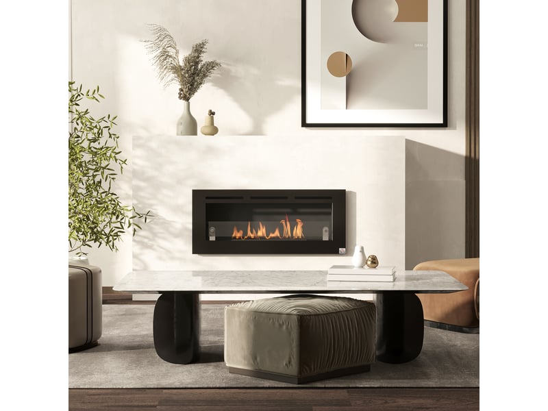  Cheminée bioéthanol murale noire, brûleur 2,8 l, 102 x 16 x 43 cm  - Conforama C