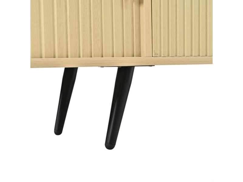  Meuble tv bas ovale avec 4 tiroirs et 1 placard, mdf, 180 × 40 × 45 cm, bois naturel  - Conforama E