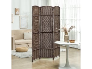 Paravent intérieur en bois 3 panneaux séparateur de pièce pliable pour salon chambre 135 x 180 cm marron