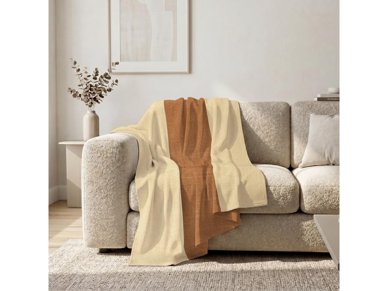  Plaid en coton 140x200 cm natalia lin, par soleil d'ocre  - Conforama A