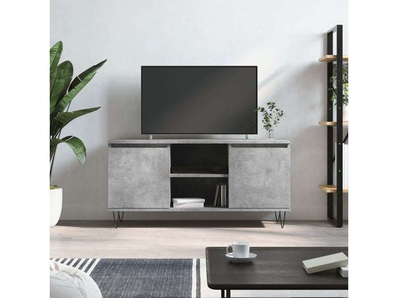  Meuble tv - banc tv - meuble de rangement gris béton 104x35x50 cm bois d'ingénierie  - Conforama B