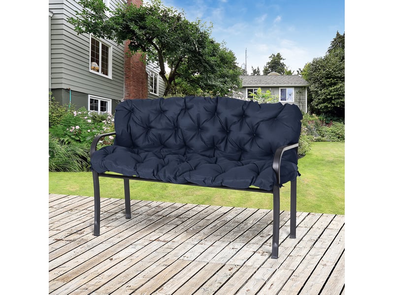  Coussin de banc 3 places 150x98x8 cm avec six liens bleu foncé  - Conforama B