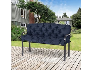 Coussin de banc 3 places 150x98x8 cm avec six liens bleu foncé
