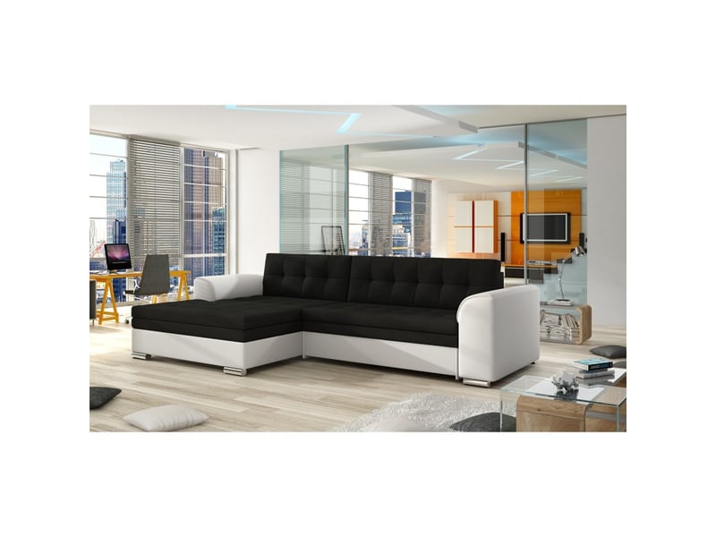  Canapé d'angle convertible conforto 4 places noir et blanc – angle gauche  - Conforama B