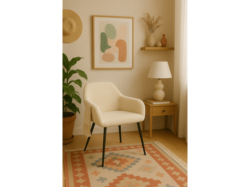  Petit fauteuil miro en velours côtelé beige 753-MIRO-BEIGE - Conforama B