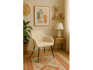 Petit fauteuil miro en velours côtelé beige