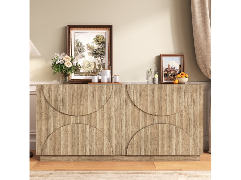  Buffet 4 portes naturel en panneaux de particules 160 x 40 x 80 cm  - Conforama B
