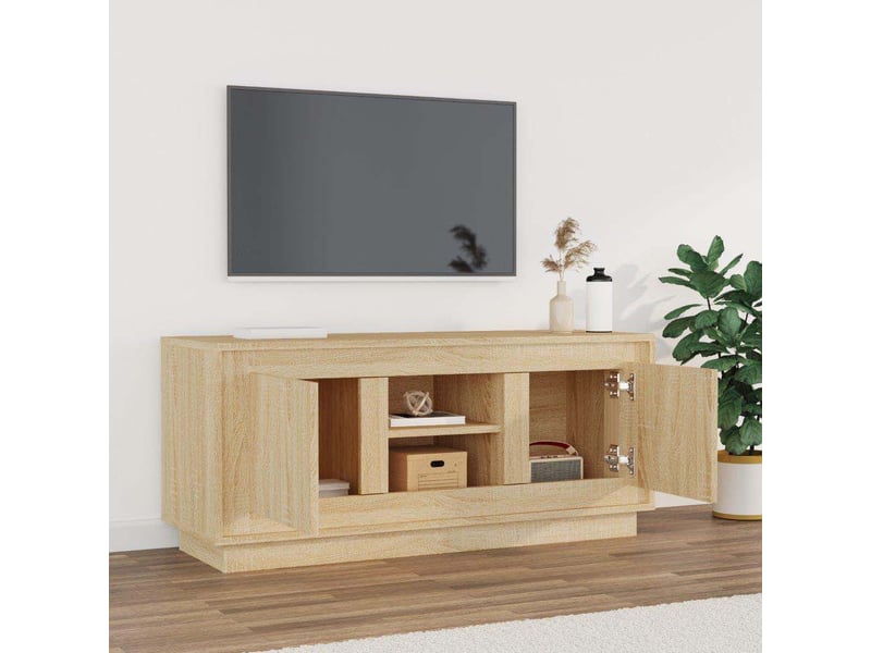  Meuble tv - banc tv - meuble de rangement chêne sonoma 102x35x45 cm bois d'ingénierie  - Conforama C
