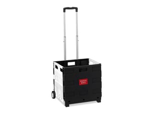 Chariot de transport pliable à roulettes dimensions 35 kg stabilité praticité style moderne en plastique noir 13_0009952