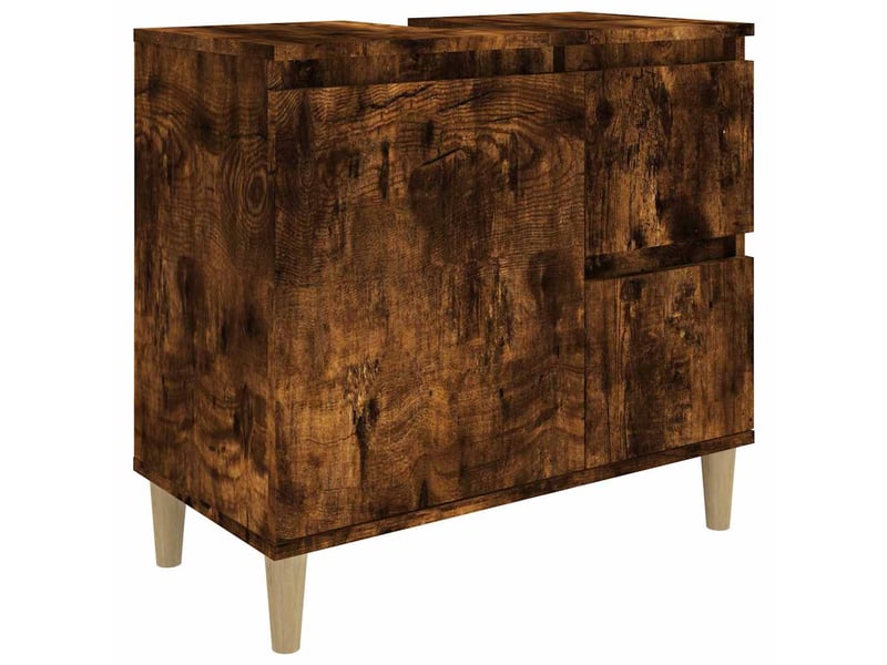  Amoire de salle de bain chêne fumé 65x33x60cm bois d'ingénierie shl569  - Conforama A