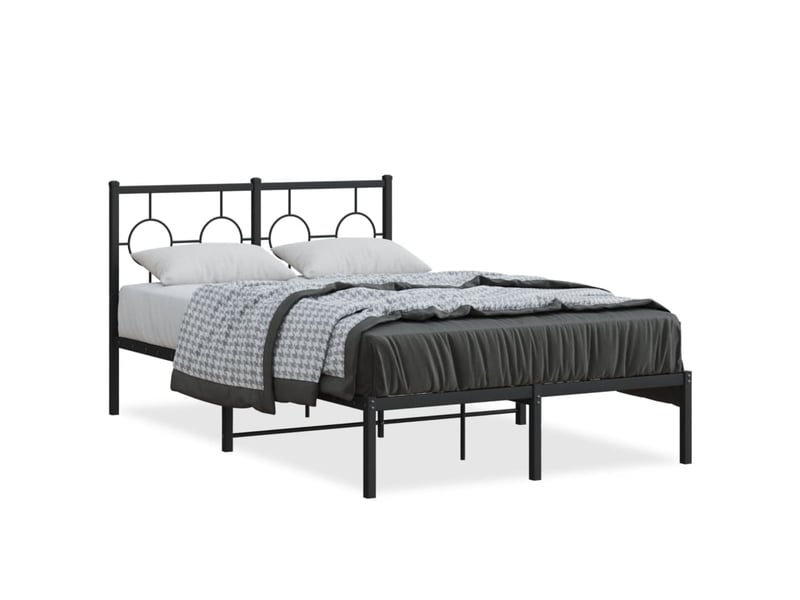  Lit double- lit adulte -  cadre de lit métal sans matelas avec tête de lit noir 120x190cm  - Conforama A