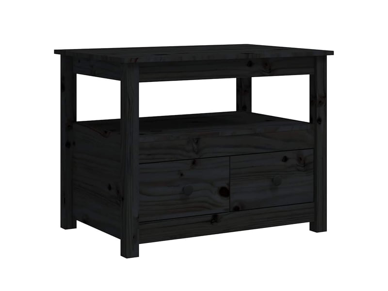 Table basse - table de salon - table à thé noir 71x49x55 cm bois massif de pin  - Conforama B