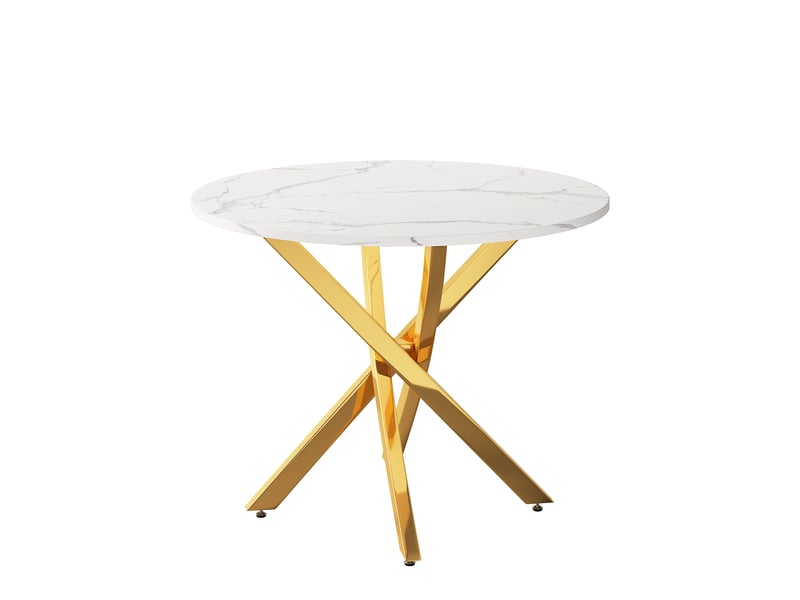  Table à manger ronde plateau effet marbre pieds métal doré 80 x 80 x 75 cm N634P435283M - Conforama A
