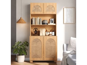 Vitrine coloris bois clair <strong>OSUPNESSEE</strong> <strong></strong> - 80 cmx180 cm