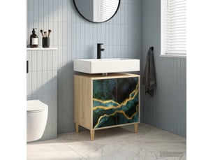 Armoire de salle de bain, meuble de rangement wijhe sonoma 60x40x60 cm