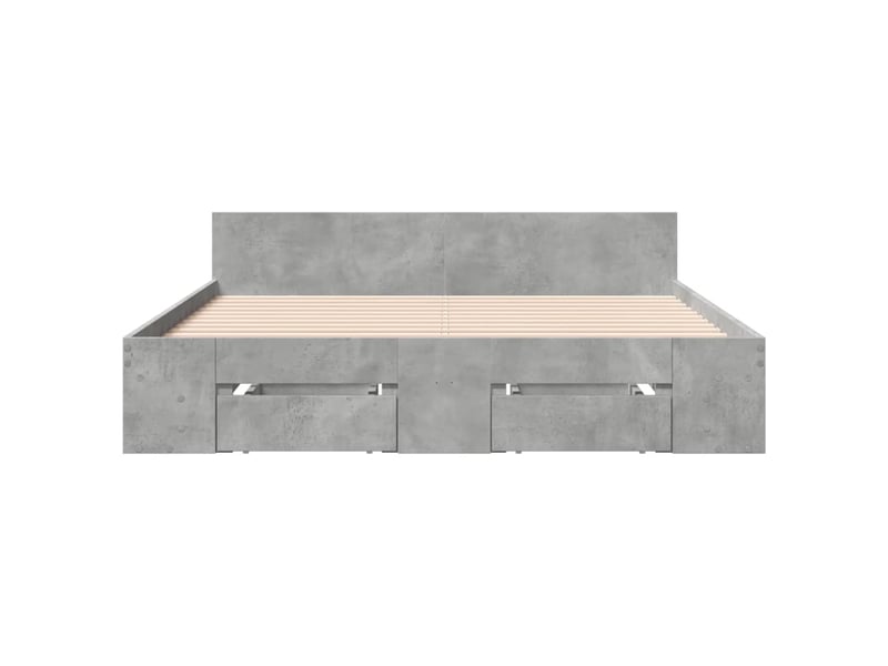  Lit double- lit adulte -  cadre de lit avec tiroirs sans matelas gris béton 120x190 cm  - Conforama C