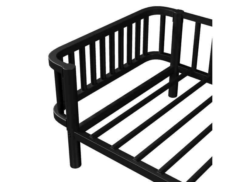  Lit banquette 90x200 cm avec sommier à lattes en acier noir, sans matelas  - Conforama E