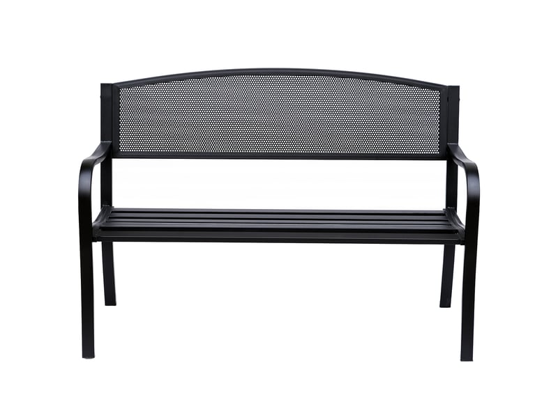  Banc de jardin, banc de parc, 2 places, acier, noir, l 127 x p 60 x h 87 cm  - Conforama B