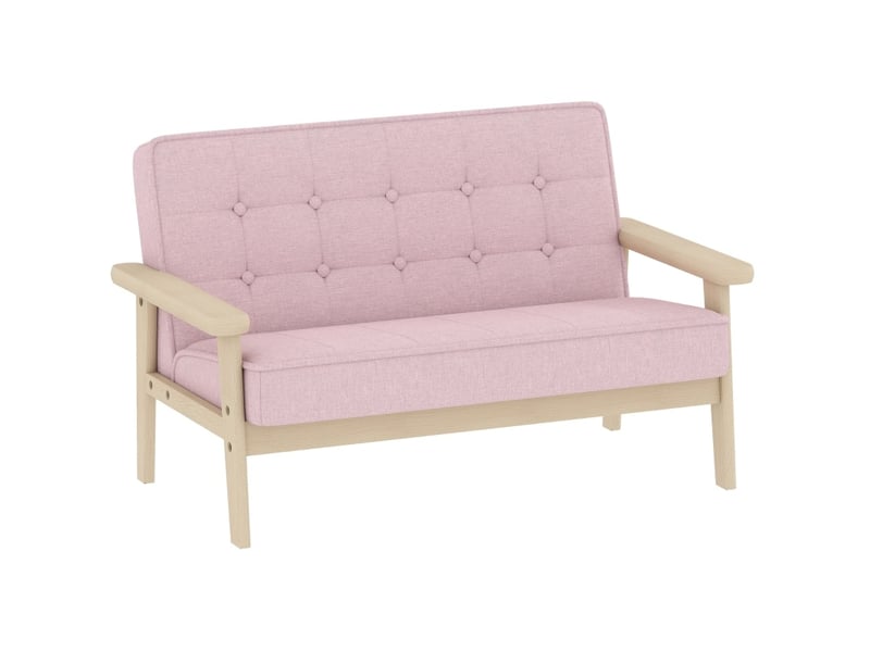  Canapé enfant 2 places 77 x 42 x 48 cm rose, bois et tissu, assise rembourrée de 3 à 15 ans  - Conforama D