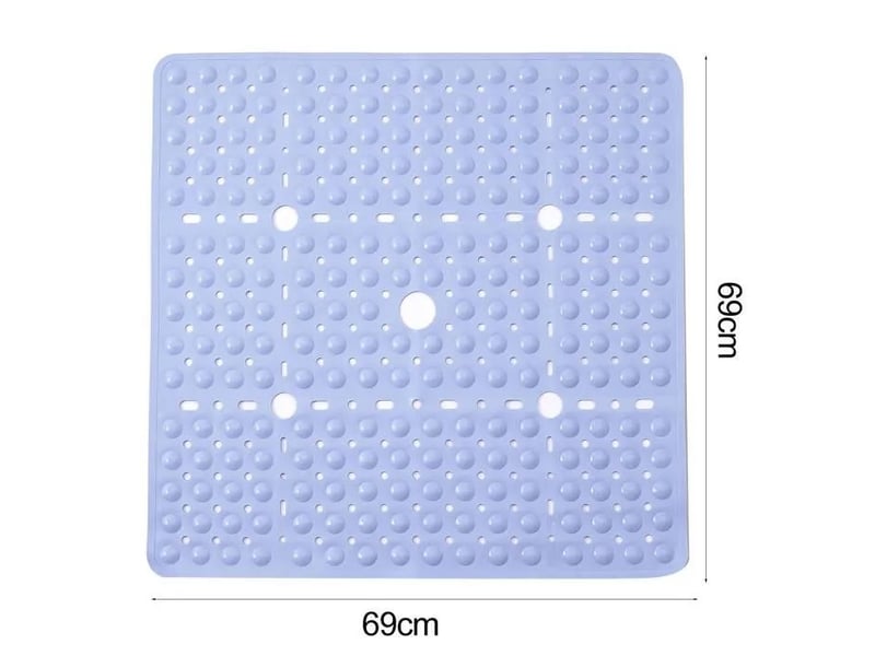  Tapis de douche à ventouses - 69 x 69 cm - bleu  - Conforama D