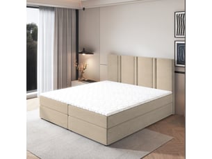 Lit avec rangement 160x200 cm <strong>MASSENO</strong> <strong></strong> coloris beige