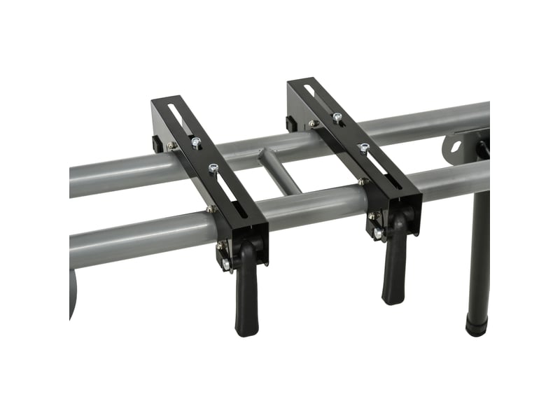 Support pour scie à onglet 123,5 à 245 cm, noir et argenté, en acier, réglable et pliable à roulettes - Conforama D