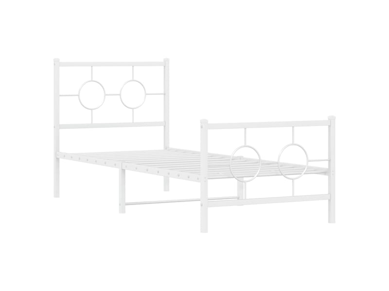  Lit simple- lit adulte -  cadre de lit métal sans matelas avec pied de lit blanc 80x200cm  - Conforama B