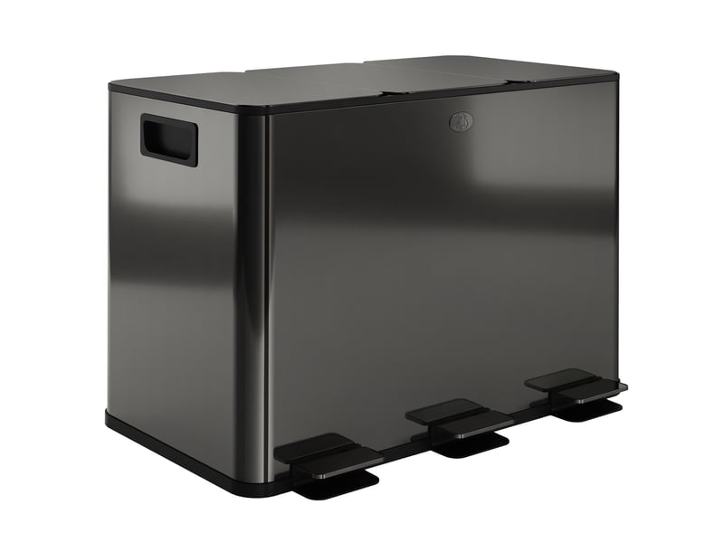  Poubelle de cuisine à pédale 3 compartiments en inox noir 61,9x36,6x43,2 cm  - Conforama A
