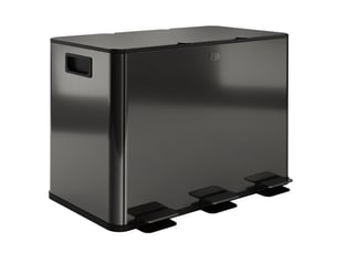Poubelle de cuisine à pédale 3 compartiments en inox noir 61,9x36,6x43,2 cm