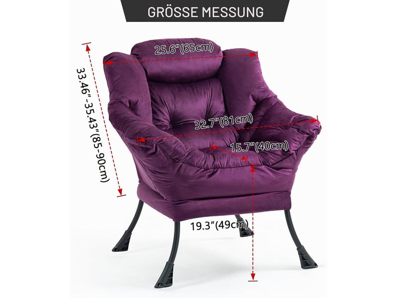  Fauteuil de détente ergonomique en métal coloris violet  - Conforama E