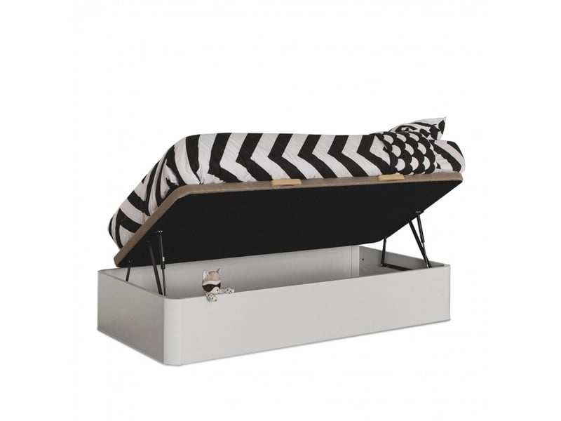 Lit coffre relevable latéral aggloméré blanc 105x190cm MUNEOCT105x190cm - Conforama A