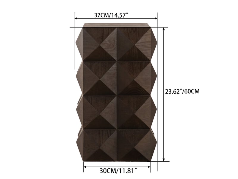  Table de chevet vintage en mdf et bois massif, avec relief 3d, style rétro, sans montage, pour chambre, 60 cm  - Conforama D